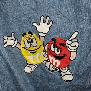 Vintage 90’s Planet Mars Small M&M’s Streetwear Denim Trucker Blue Jean Jacket